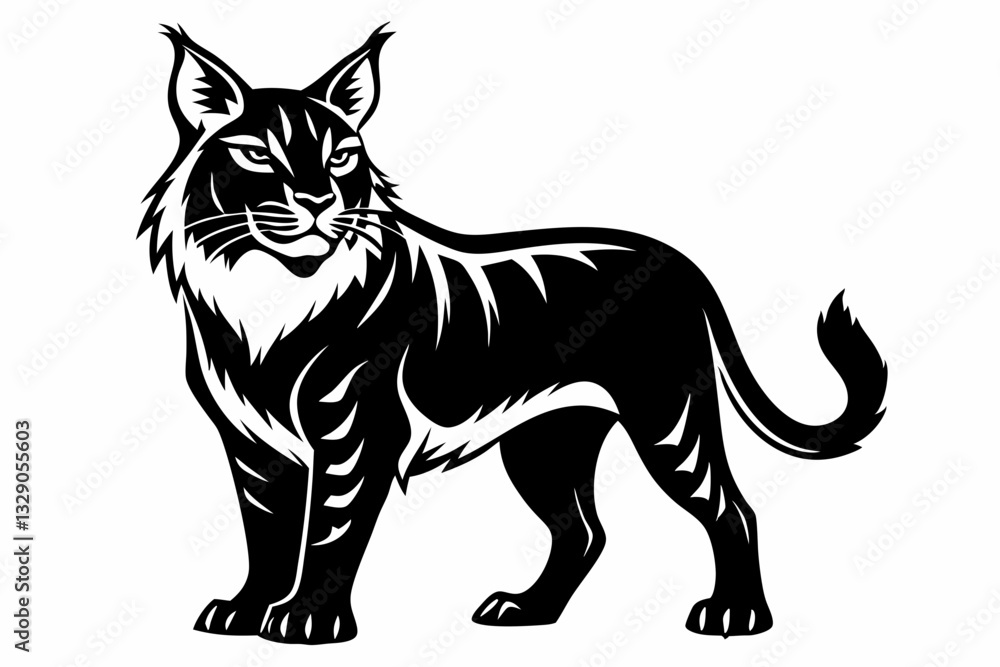 Obraz premium bobcat line art silhouette vector illustration