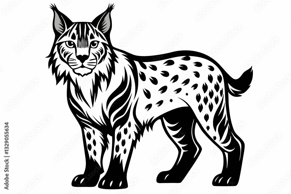 Fototapeta premium bobcat line art silhouette vector illustration