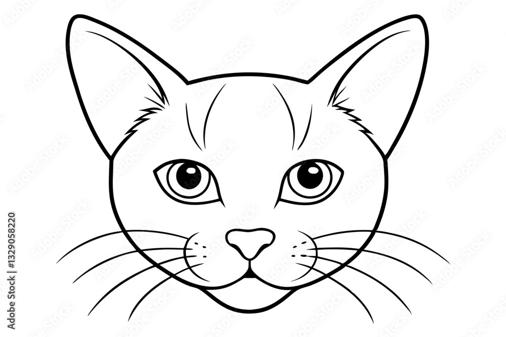 cat head line art silhouette vector illustration cat head line art silhouette vector illustration