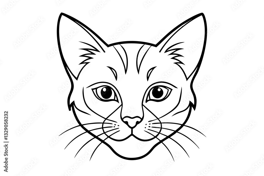 cat head line art silhouette vector illustration cat head line art silhouette vector illustration