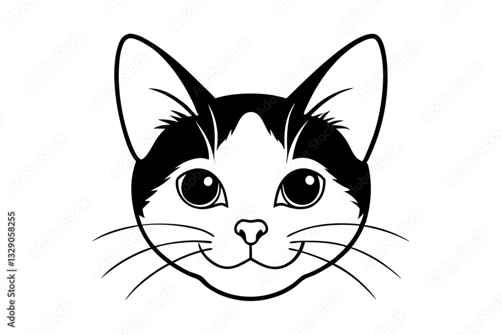 cat head line art silhouette vector illustration cat head line art silhouette vector illustration