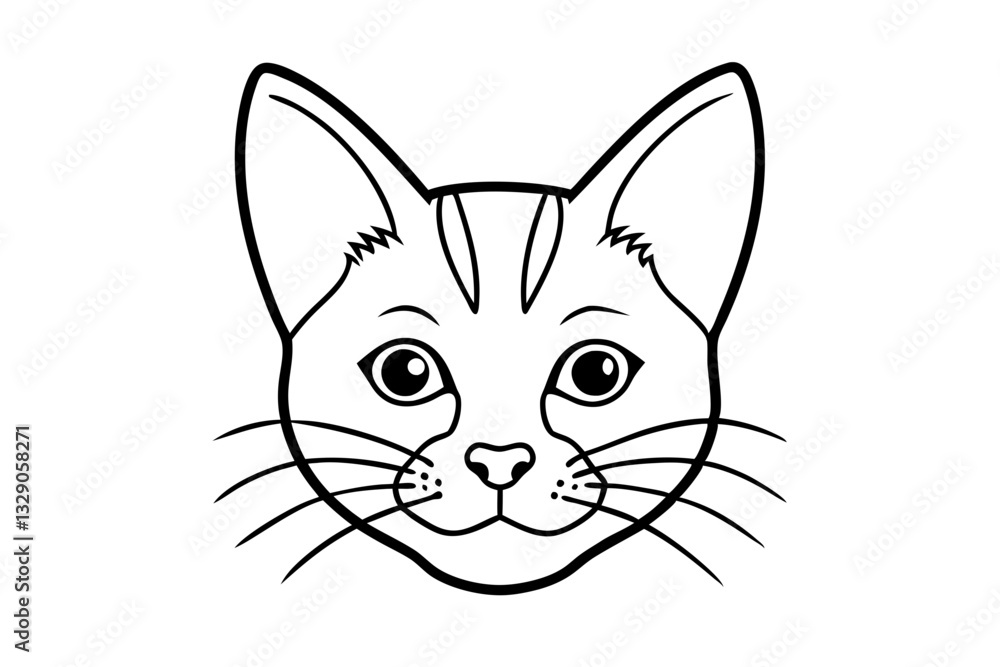 Fototapeta premium cat head line art silhouette vector illustration