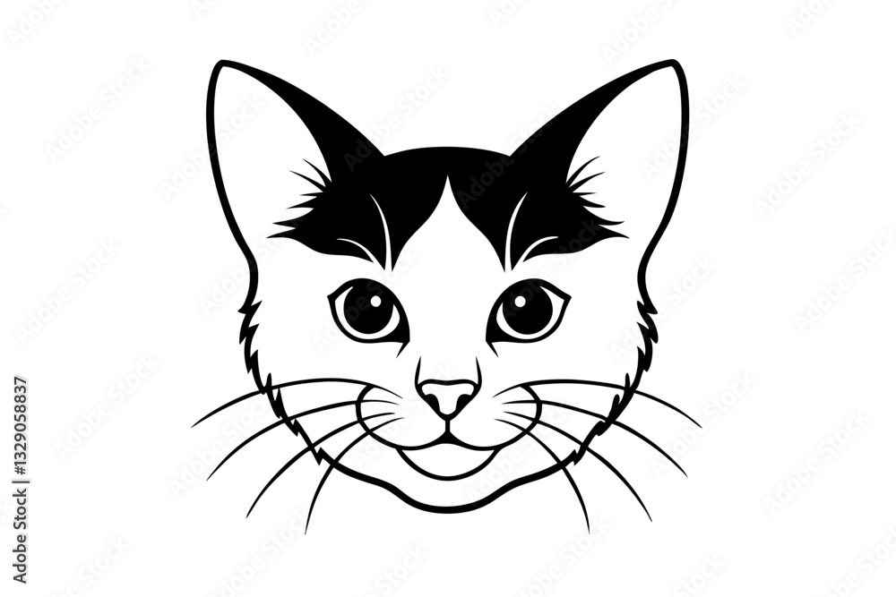 Obraz premium cat head line art silhouette vector illustration