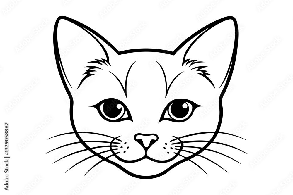 Fototapeta premium cat head line art silhouette vector illustration