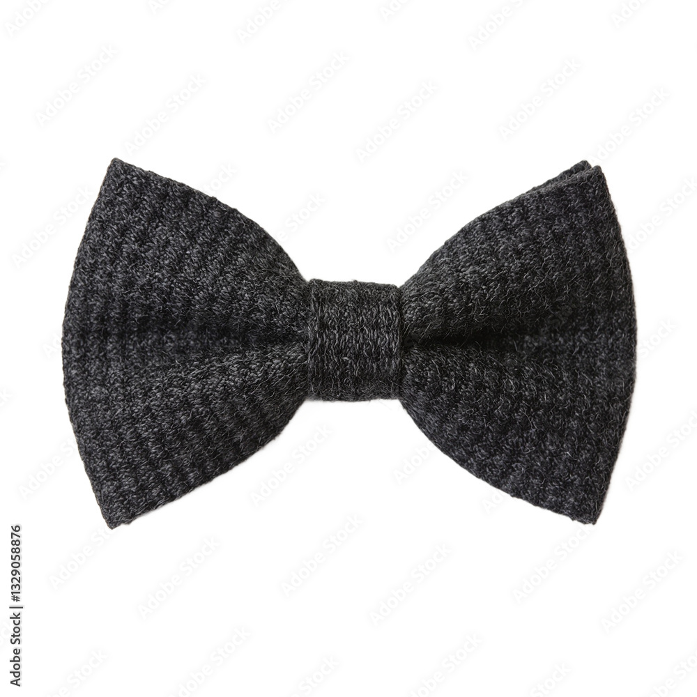 Elegant charcoal black wool bow tie with a textured and rugged finish exuding sophistication and style Elegant charcoal black wool bow tie with a textured and rugged finish exuding sophistication and style