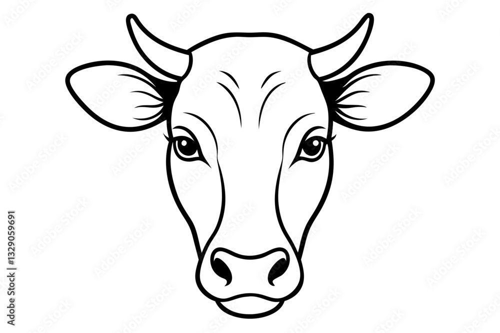 cow head line art silhouette vector illustration cow head line art silhouette vector illustration