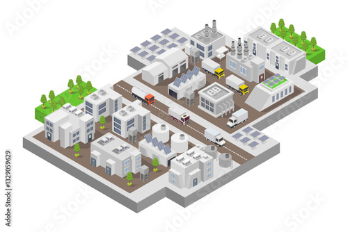 Ecology small factory isometric
