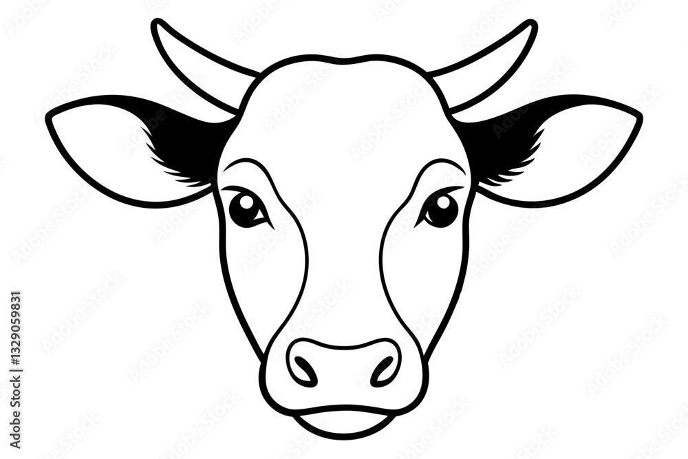 cow head line art silhouette vector illustration cow head line art silhouette vector illustration