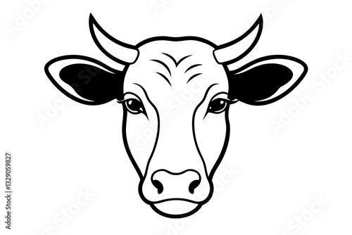 cow head line art silhouette vector illustration
