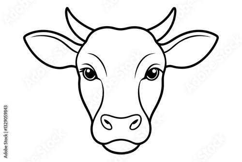 cow head line art silhouette vector illustration