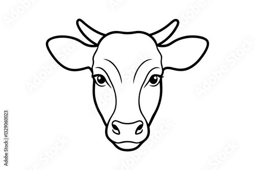 cow head line art silhouette vector illustration