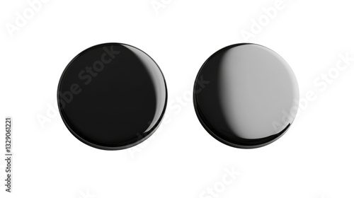 black and white round fridge magnet mockup isolated on white background