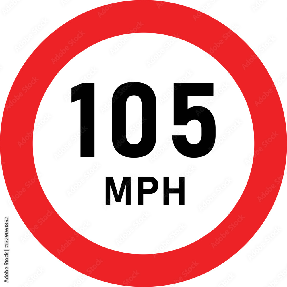 105 MPH Speed Limit Traffic Sign 105 MPH Speed Limit Traffic Sign