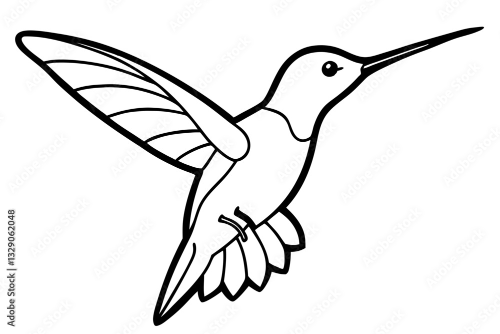 Obraz premium hummingbird line art silhouette vector illustration