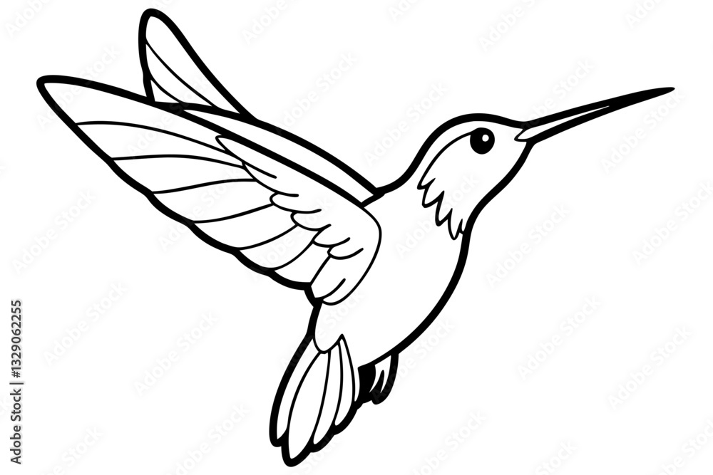 Fototapeta premium hummingbird line art silhouette vector illustration