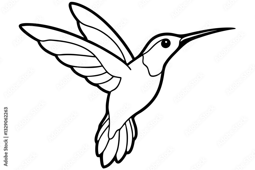Fototapeta premium hummingbird line art silhouette vector illustration