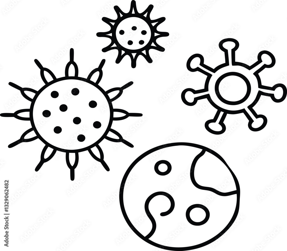 Germs Bacteria Virus Line Icons Germs Bacteria Virus Line Icons
