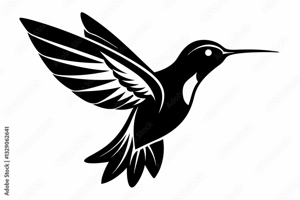 Fototapeta premium hummingbird line art silhouette vector illustration