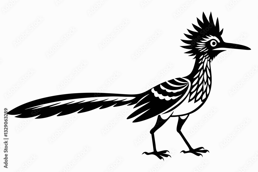 Fototapeta premium roadrunner line art silhouette vector illustration