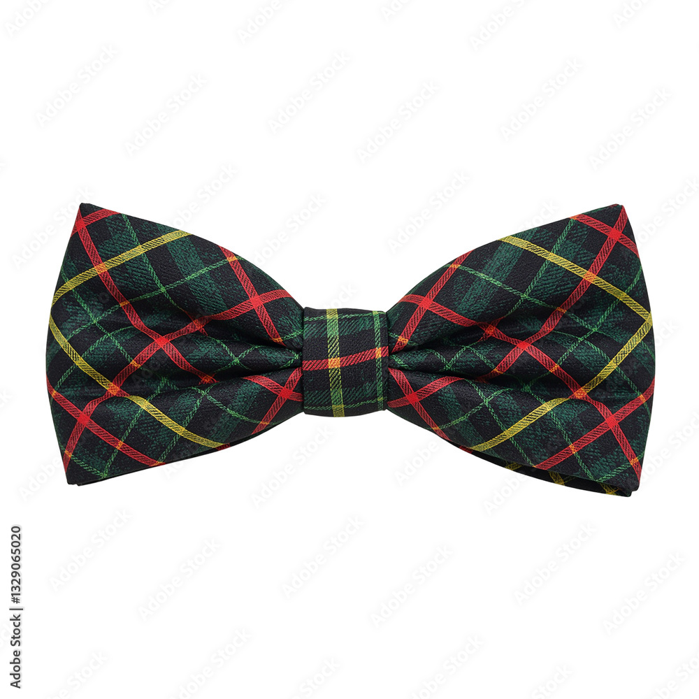 A stylish tartan plaid bow tie in red green and yellow hues ideal for a sophisticated and heritage inspired fashion statement A stylish tartan plaid bow tie in red green and yellow hues ideal for a sophisticated and heritage inspired fashion statement