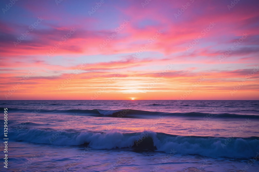 Obraz premium view of the ocean from beach at sunset