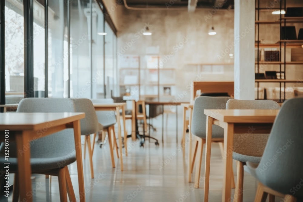 Modern coworking space interior with tables and chairs. Modern coworking space interior with tables and chairs.