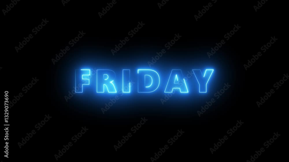Neon line Friday text animation in black background. Neon line Friday text animation in black background.