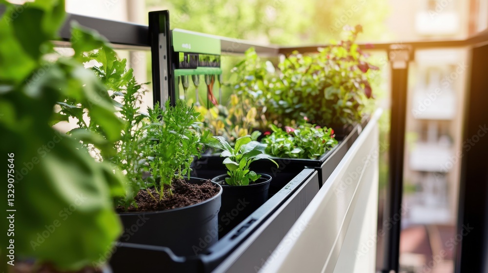 A smart gardening system, indoor garden with automated system controlling lighting, watering A smart gardening system, indoor garden with automated system controlling lighting, watering