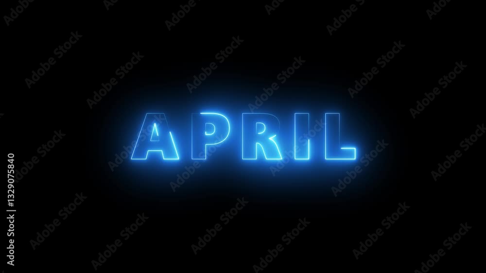 Glowing colorful light neon text month of April . Abstract glowing April month text neon light effect background animation. 3d illustration rendering Glowing colorful light neon text month of April . Abstract glowing April month text neon light effect background animation. 3d illustration rendering