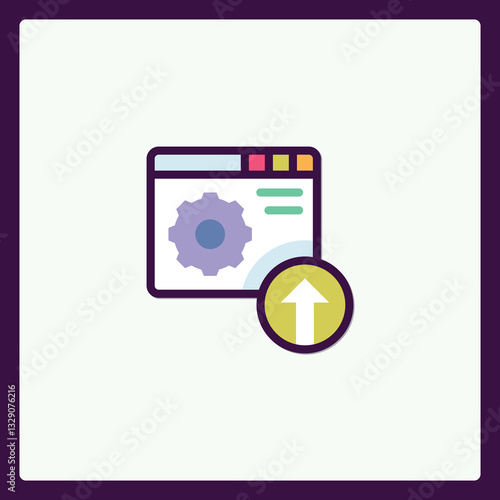 Configuration upload vector, web page setup with arrow, settings concept 