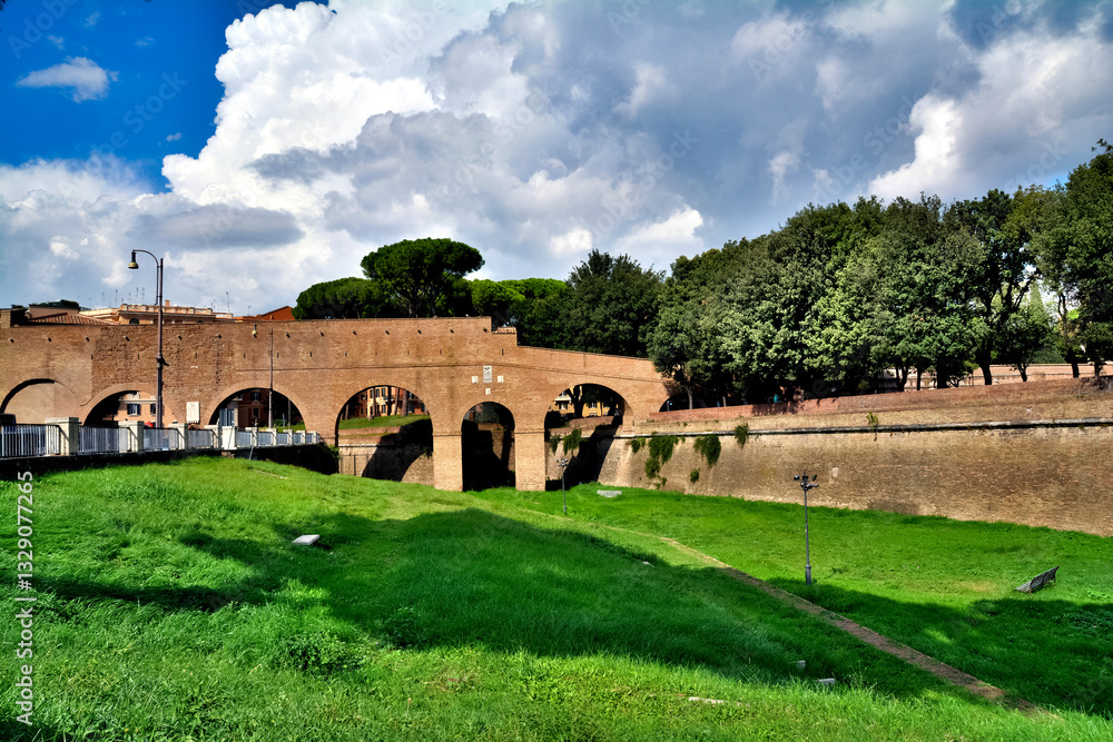 Obraz premium The Passetto di Borgo, an elevated passageway connecting the Vatican City with Castel Sant'Angelo, Rome