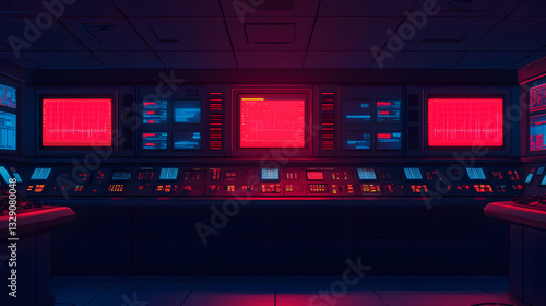 Control room operations high-tech facility digital environment futuristic design