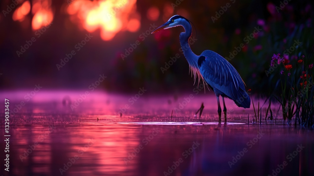 Naklejka premium Majestic heron at dawn