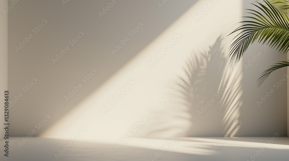 a simple, sunlit interior space with a plant casting shadows on a smooth wall a simple, sunlit interior space with a plant casting shadows on a smooth wall