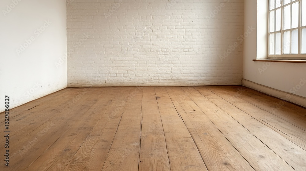 an empty room with wooden floors and a window. The room is simple, bright, and clean, with a focus on the natural light and textures an empty room with wooden floors and a window. The room is simple, bright, and clean, with a focus on the natural light and textures