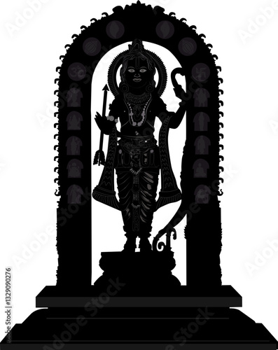 illustration of religious background of idol of Shri Ram of Janmbhoomi Teerth Kshetra  Lord Rama  in Ayodhya birth place Lord Rama with text in Hindi meaning Ram Lalla