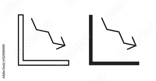 Arrow trend-down line icon vector set.