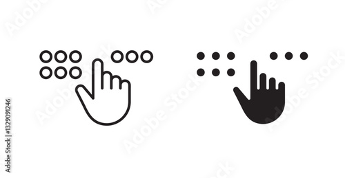 Braille line icon vector set.