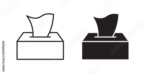 Box tissue line icon vector set.