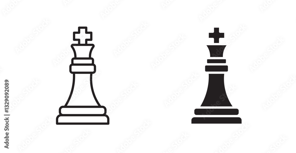 Chess king line icon vector set. Chess king line icon vector set.