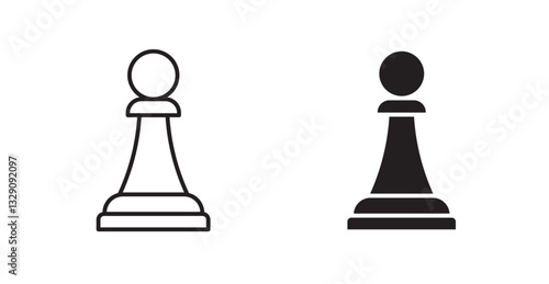 Chess pawn line icon vector set.