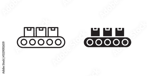 Conveyor belt line icon vector set.