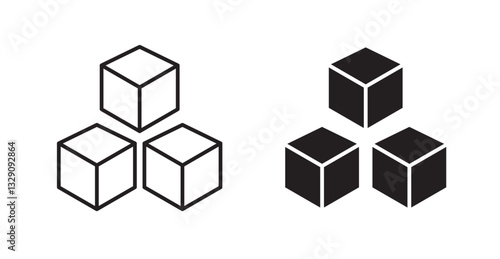 Cubes line icon vector set.