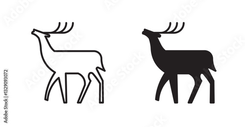 Deer line icon vector set.