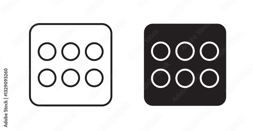 Dice six line icon vector set. Dice six line icon vector set.