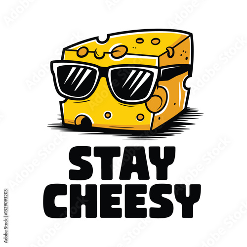 Stay Cheese T Shirt Design Cheese Wearing Glasses Illustration