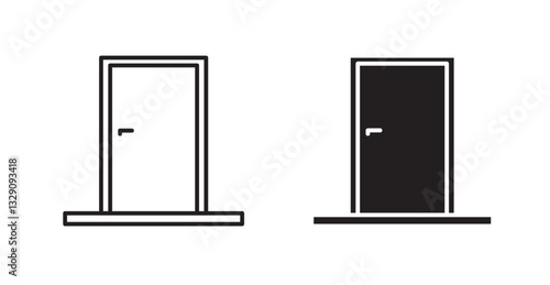 Door closed line icon vector set.