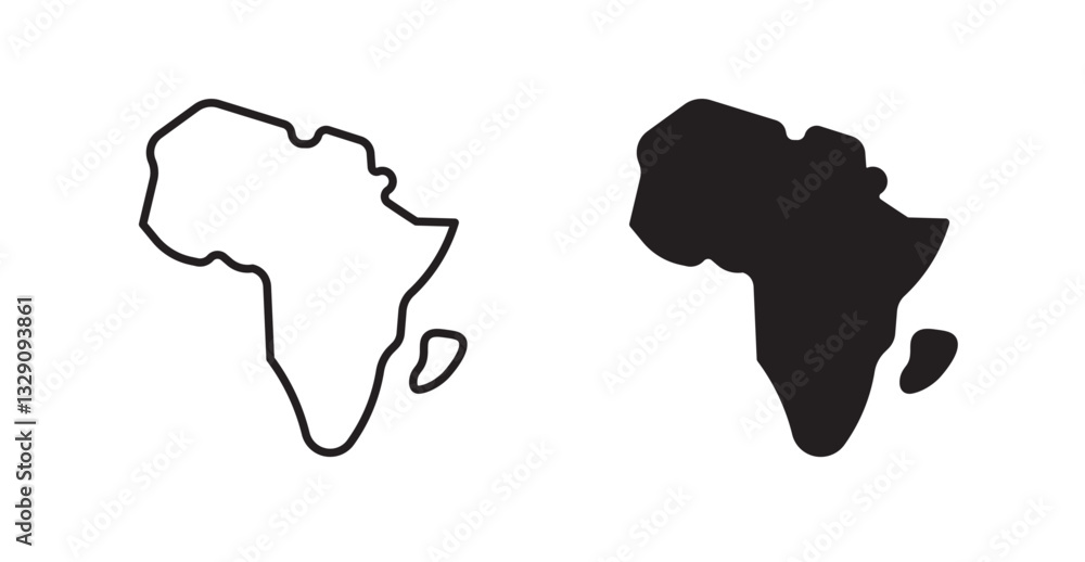 Earth africa line icon vector set. Earth africa line icon vector set.