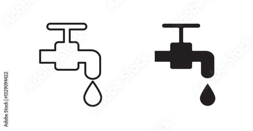 Faucet drip line icon vector set.