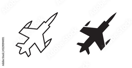 Fighter jet line icon vector set.